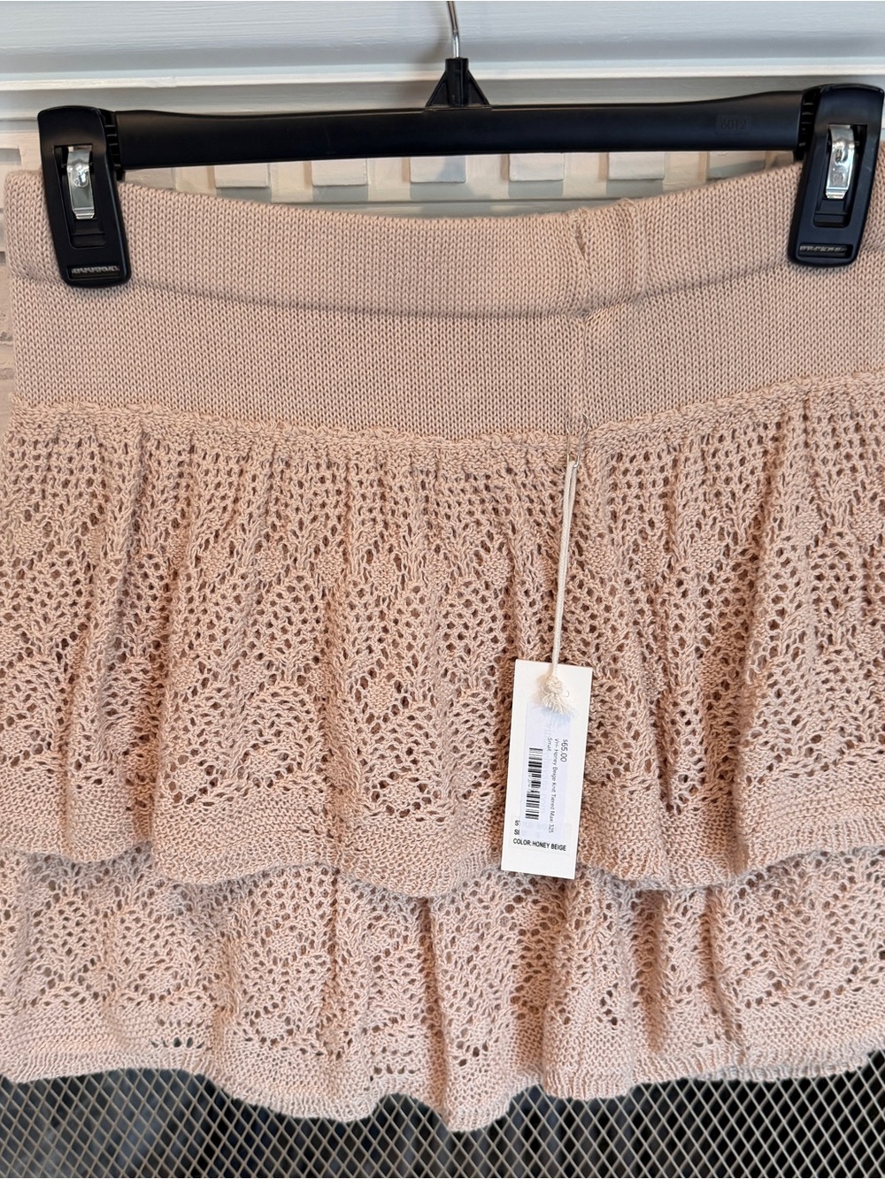 Vintage Havana Knit Tiered Skirt in Honey Beige